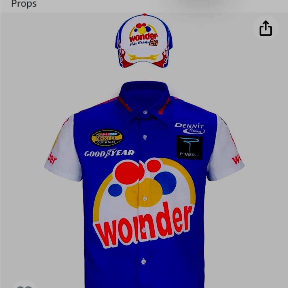 Wonder bread race Halloween costume shirt and hat.Ricky Bobby style Sz large